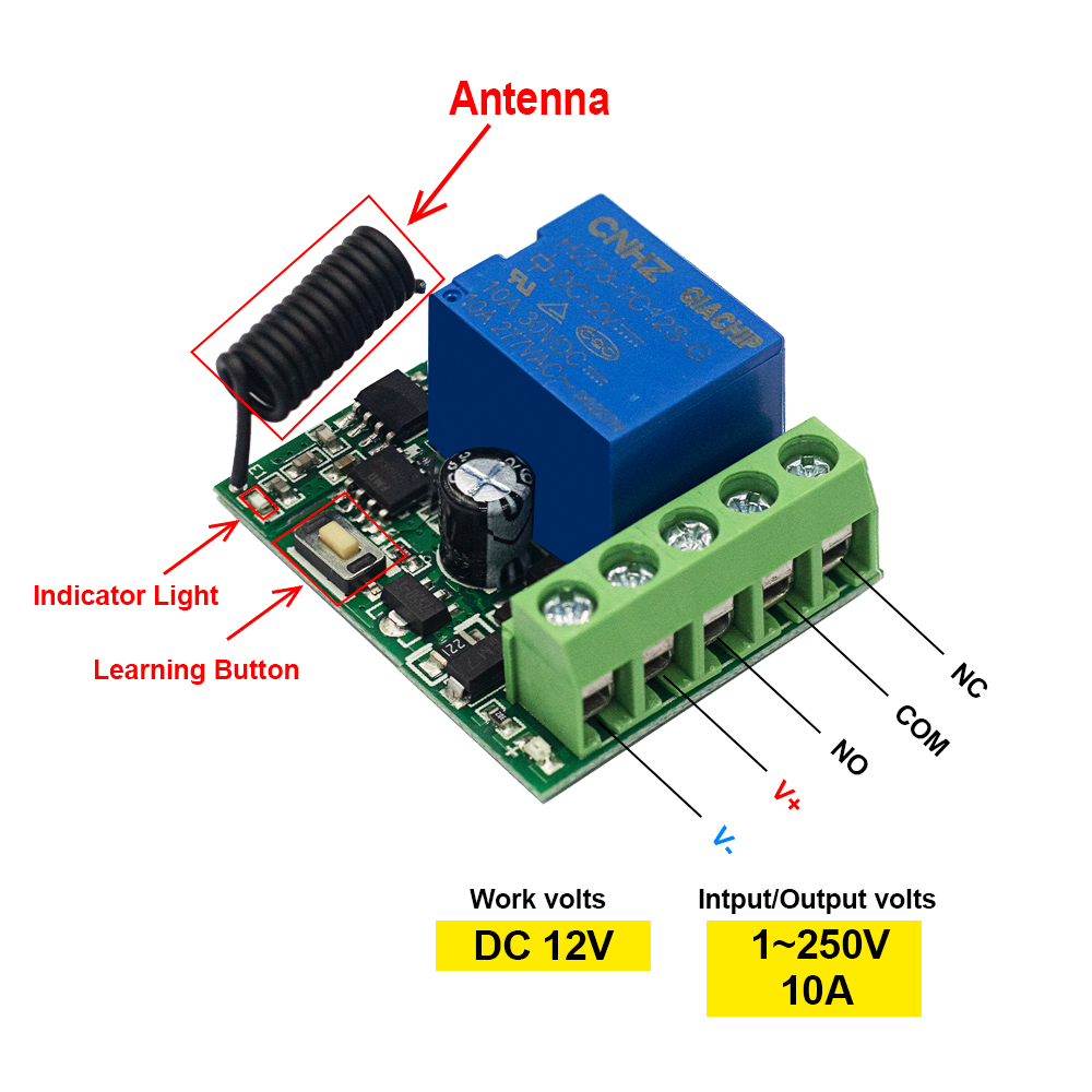 QIACHIP 433MHz DC 12V Wireless - 433Mhz Receiver Module recension och pris